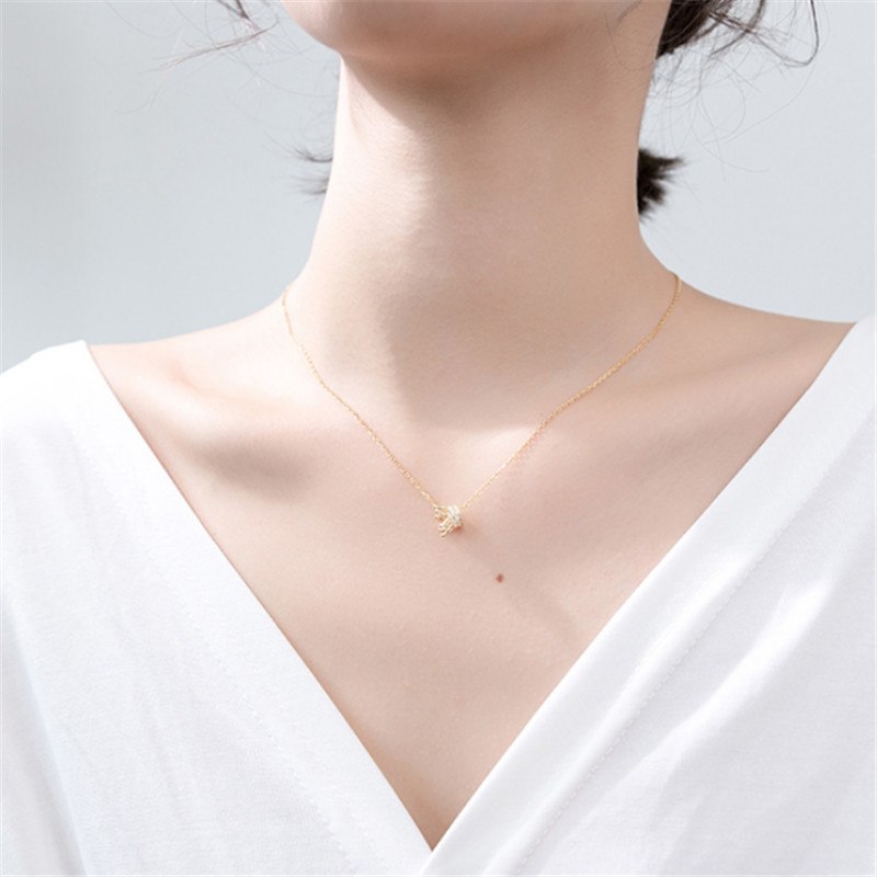 2020 Hot Gold/Silver Color Crown Pendant Necklace For Women 100% 925 Sterling Silver Necklace Women Birthd Gift