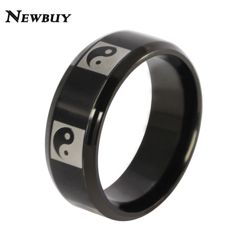 2020 New Charming Ring For Men Women Stainless Steel Fashion Jewelry Classic Chinese Kung Fu Totem Statement Ring