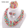 NINEJIZZ Bohemian Necklaces For Women Jewelry Handwoven Collier Long Tassel Beads Choker Statement Necklace Bracelet Set