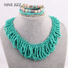 NINEJIZZ Bohemian Necklaces For Women Jewelry Handwoven Collier Long Tassel Beads Choker Statement Necklace Bracelet Set