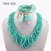 NINEJIZZ Bohemian Necklaces For Women Jewelry Handwoven Collier Long Tassel Beads Choker Statement Necklace Bracelet Set