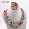 NINEJIZZ Bohemian Necklaces For Women Jewelry Handwoven Collier Long Tassel Beads Choker Statement Necklace Bracelet Set