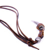 NIUYITID Horn Pendant Necklace Men Brown Genuine Leather Necklace Jewellery Manmade Ethnic Charm Accessories Drop Shipping