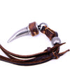 NIUYITID Horn Pendant Necklace Men Brown Genuine Leather Necklace Jewellery Manmade Ethnic Charm Accessories Drop Shipping