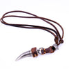 NIUYITID Horn Pendant Necklace Men Brown Genuine Leather Necklace Jewellery Manmade Ethnic Charm Accessories Drop Shipping