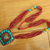 NK218 Ethnic Tibetan Long Flower Pendant Necklace Handmade Turquoises Beaded Necklace Bohemia Nepal Jewelry