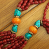 NK218 Ethnic Tibetan Long Flower Pendant Necklace Handmade Turquoises Beaded Necklace Bohemia Nepal Jewelry