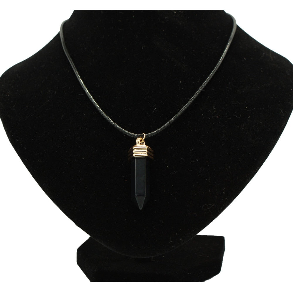 NK645 Hot Collares Vintage Men Bijoux Bohemia Crystal Heart Opal Natural Stone Bullet Pendants Necklaces For Women Jewelry Gift