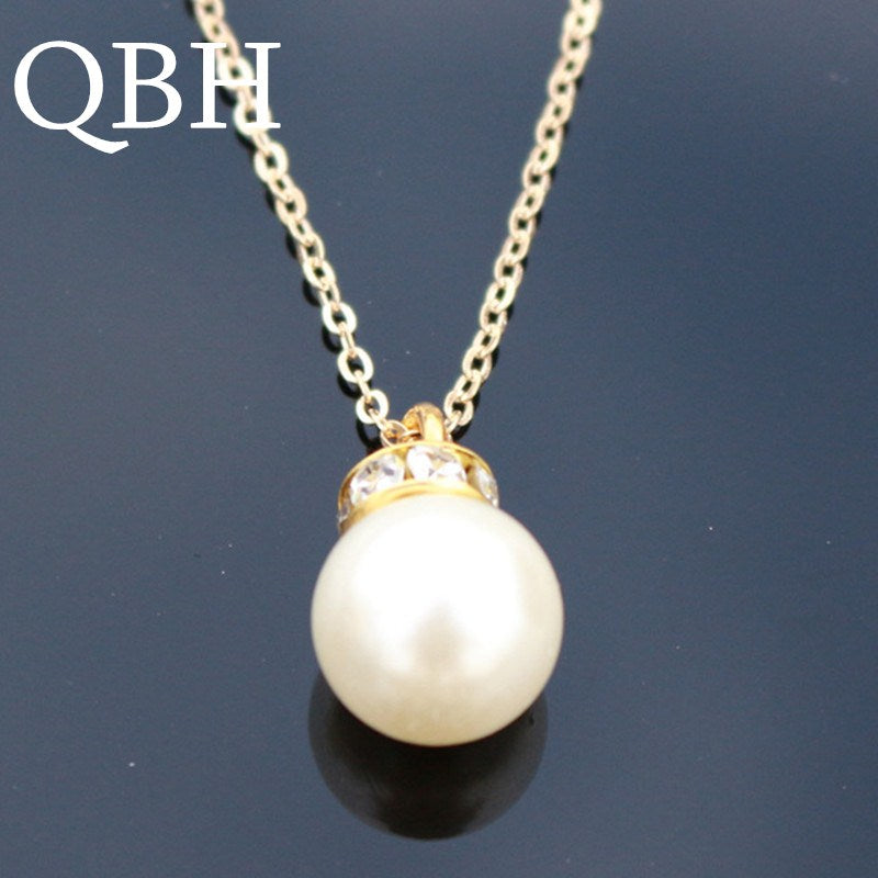 NK803 Fashion Punk Statement Crystal Collares New Fashion Punk Vintage Simulated Pearl Pendant Necklace For Women Chain Jewelry