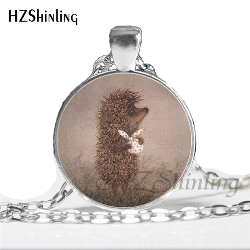 NS-00784 New Hedgehog In The Fog Silver Pendant Necklace Long Chian Statement Handmade Fashion Hedgehog Necklace For Women HZ1