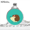 NS-00784 New Hedgehog In The Fog Silver Pendant Necklace Long Chian Statement Handmade Fashion Hedgehog Necklace For Women HZ1