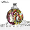 NS-00789 Fashion Little Red Riding Hood and Wolf Pendant Necklace Fairytale Art Photo Handmade Vintage Necklaces Women HZ1