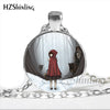 NS-00789 Fashion Little Red Riding Hood and Wolf Pendant Necklace Fairytale Art Photo Handmade Vintage Necklaces Women HZ1