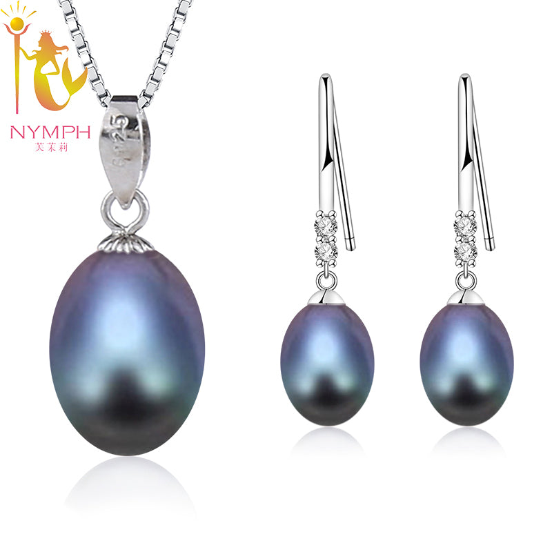 [NYMPH]925- Sterling- Silver Pearl Jewelry Genuine Natural Pendant Necklace Earrings Fine Anniversary Gift Box[T217]