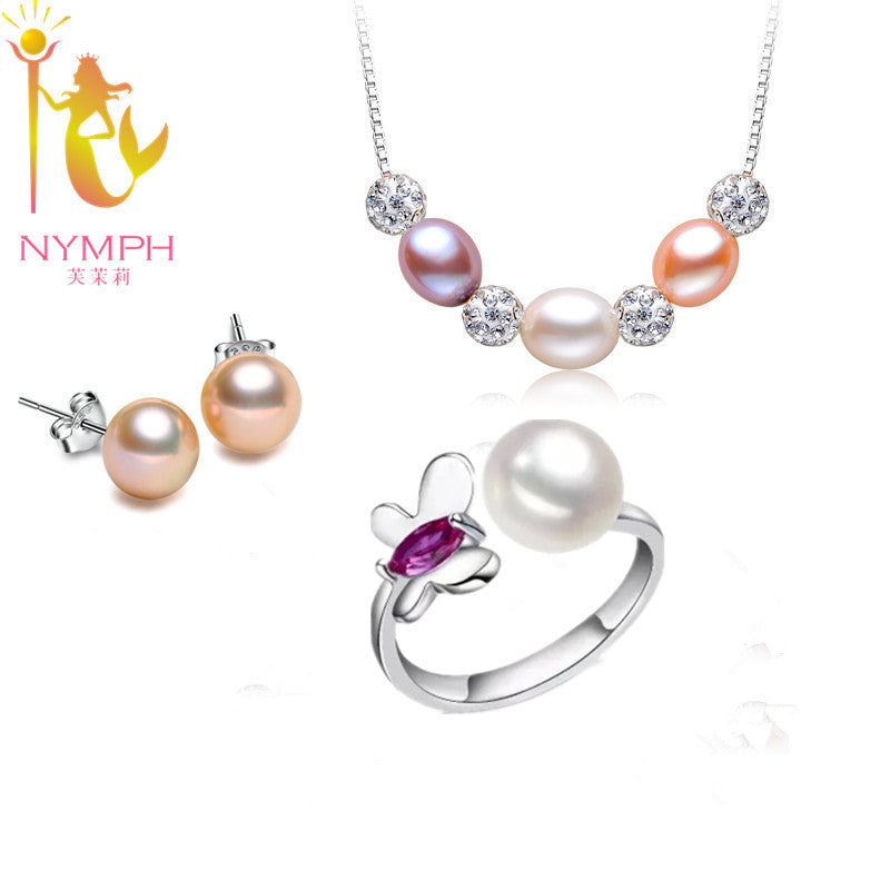 [NYMPH] 925-sterling-silver Jewelry Pearl Jewelry Sets Natural Pearl Fine Jewelry For Women Butterfly[TC1001]