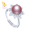 [NYMPH] Black Pearl Ring For Women 10-11mm Real White Natural Pearl Ring Wedding Brands Fine Jewelry Party Gift J205