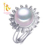 [NYMPH] Black Pearl Ring Natural Big 10-11mm Pearl Jewlery Wedding Brands For Party Women Girl J208
