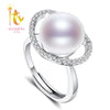 [NYMPH]Black Pearl Ring Real Pearl Jewlery 10-11mm Big Adjustable Rings Fine Brands Wedding Party Gift Box[J210]