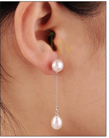 Brand natural pearl earrings, 925 sterling silver ,7-8 mm strong luster pearl,Simple classic,[PJEDB8090]