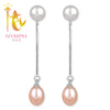 Brand natural pearl earrings, 925 sterling silver ,7-8 mm strong luster pearl,Simple classic,[PJEDB8090]