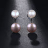 Double Pearl Earrings 925 Sterling Silver Jewelry Natural Stud Earrings Wedding Party Gift For Girl Women E108