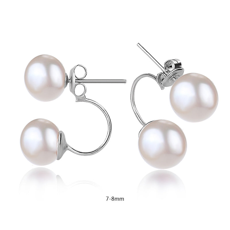 Double Pearl Earrings Natural Freshwater Pearl Stud Earrings Trendy Party Wedding Gift For Women E274