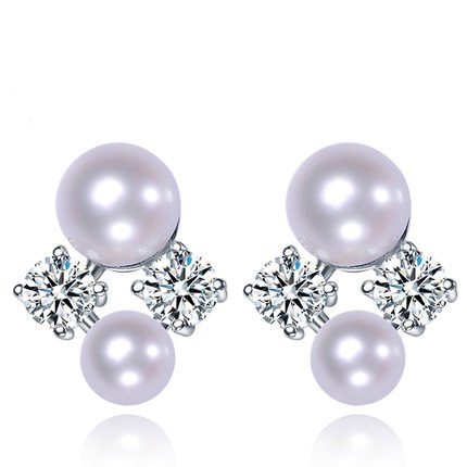 Fine Earrings Stud Pearl 925 sterling silver jewelry natural trendy Elegant For Women Party Daily Gift WP-02