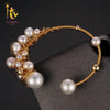 Pearl Bracelets Fine Jewelry Near Round Natural Pearl Bangles For Women White Trendy Anniversary Gift [S303]
