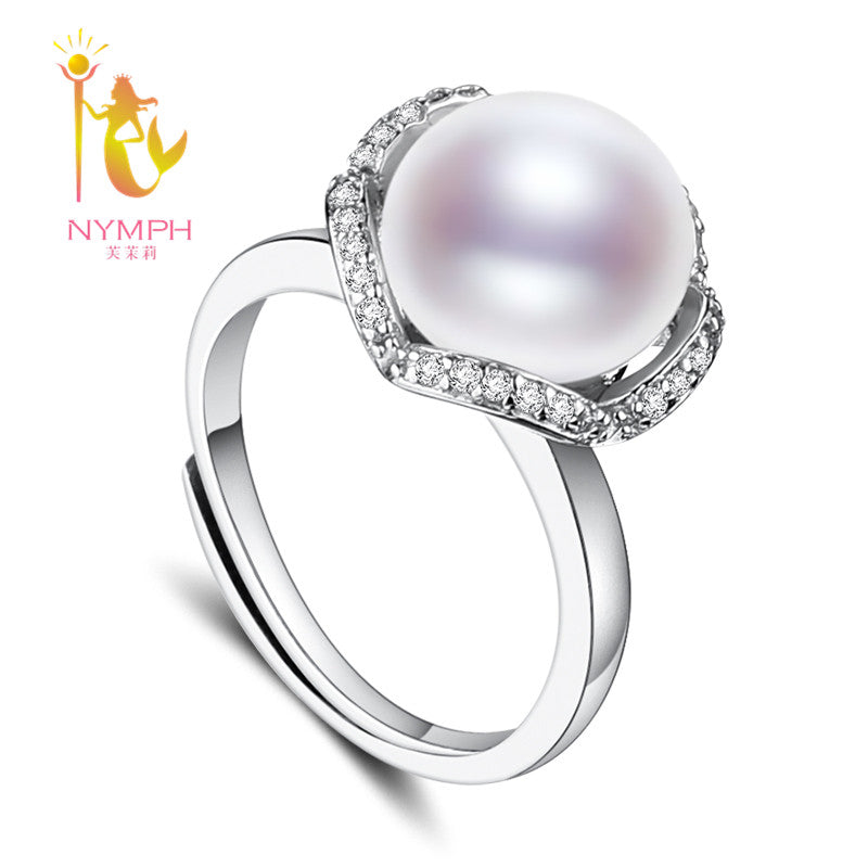 [NYMPH] Pearl Rings Fine Pearl Jewlery Natural White Real 10-11mm Big Rings Classic Anniversary Brands Gift [J206]
