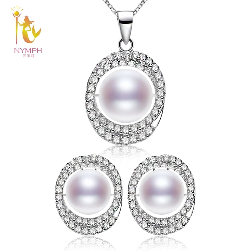 Jewelry Sets Real Pearl Earrings Necklace Pendant Maxi 10-11mm Natural Pearl For Women Wedding Party Gift T304