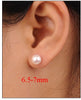Natural Akoya Pearl Earrings 18K Gold Jewelry 7.5-8mm Sea Pearl Stud Earrings For Women Au750 Classic Gift Flower E129