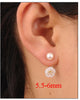 Natural Akoya Pearl Earrings 18K Gold Jewelry 7.5-8mm Sea Pearl Stud Earrings For Women Au750 Classic Gift Flower E129