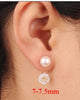 Natural Akoya Pearl Earrings 18K Gold Jewelry 7.5-8mm Sea Pearl Stud Earrings For Women Au750 Classic Gift Flower E129