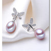 [NYMPH]Natural Pearl Earrings Pearl Jewelry Sterling- Silver- Jewelry Black Pearl Earrings Fin Butterfly E1045