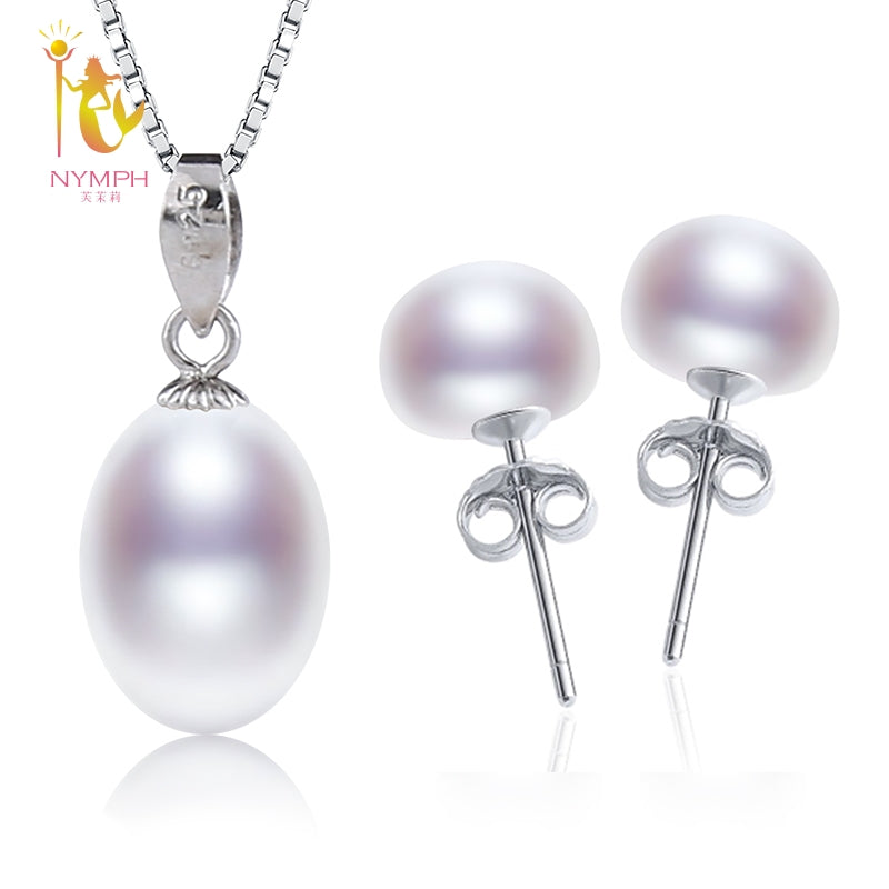 Natural Pearl Jewelry Set Trendy White Pearl Necklace Pendant Earrings Party Christmas Gift For Girl T234