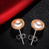 [NYMPH]Pearl Earrings Sterling Silver Pearl Jewelry Natural Pearl Stud Earrings For Women Fine Jewelry E1062