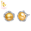 [NYMPH]Pearl Jewelry Natural Pearl Earrings Gold White Stud Earrings Real Pearl Fine Jewelry E1064