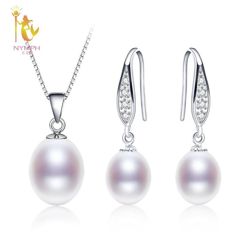 Pearl Jewelry Set Natural Fresh Water Pearl Necklace Pendant Earrings For Wedding Party Gift Women[tz1032]