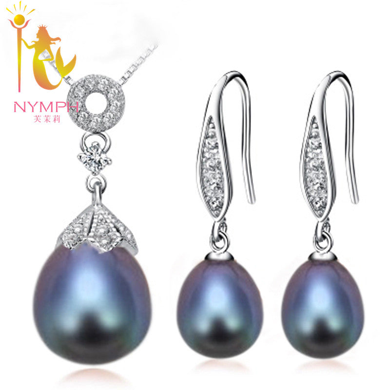 Pearl Jewelry Set Natural Fresh Water Pearl Necklace Pendant Earrings Party Christmas Gift For Girl Women[TZ1034 ]