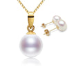 [NYMPH] Pearl Jewelry Set Real 18K Gold Earrings & Pendant 8-9mm Natural Brands Jewelry Wedding With Box [T223]