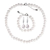 [NYMPH] Pearl Jewelry Set White Natural Baroque Pearl Necklace Bracelet Earrings Women 8-9mm Trendy Gift For Wedding [T124]
