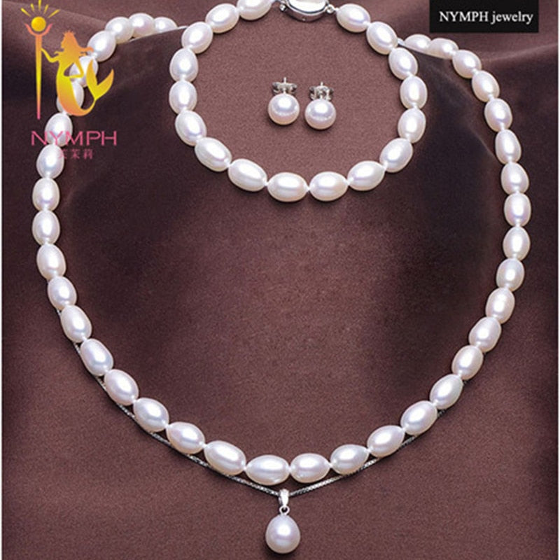 Pearl Jewelry Sets For Women Natural Pearl Necklace Pendant Bracelet Earrings Fine Jewelry For Women T111