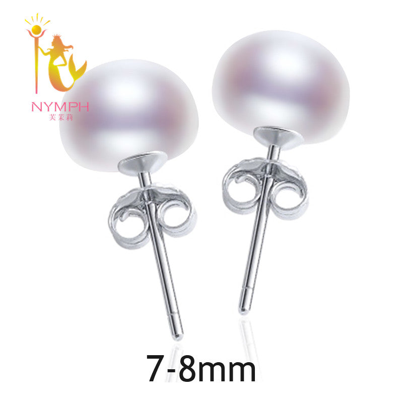 [NYMPH] Sterling Silver Jewelry Pearl Earrings Natural Fresh water Pearl Stud Earrings Wedding Party Gift Women Girl [E25301]