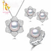 [ NYMPH]Wedding Pearl Jewlery Set Natural Pearl Necklace Pendant Earrings Rings Party For Girl Women set01