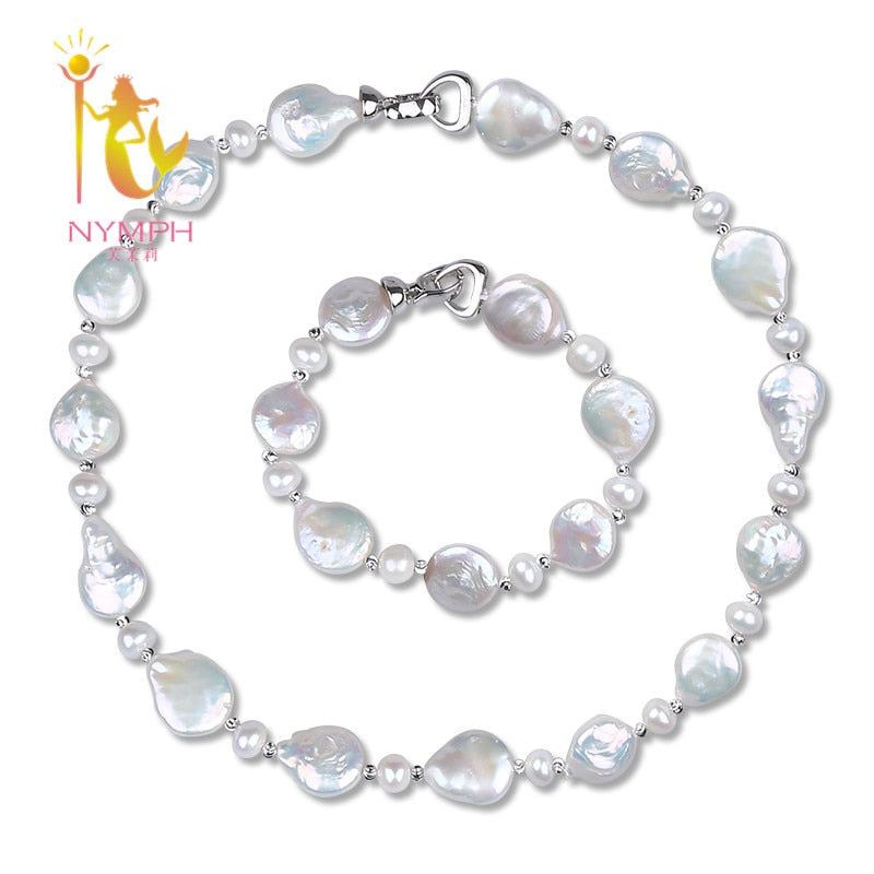 choker necklace bracelet pearl jewelry sets for women beads gift natural simple trendy anniversary buckle baroque T210