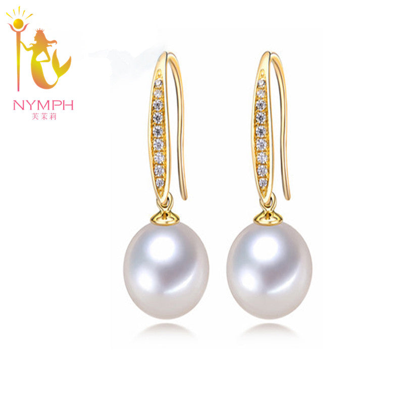 [NYMPH] pearl earrings pearl jewelry natural pearl drop black earring trendy for women fine jewerly E71