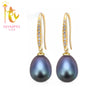 [NYMPH] pearl earrings pearl jewelry natural pearl drop black earring trendy for women fine jewerly E71