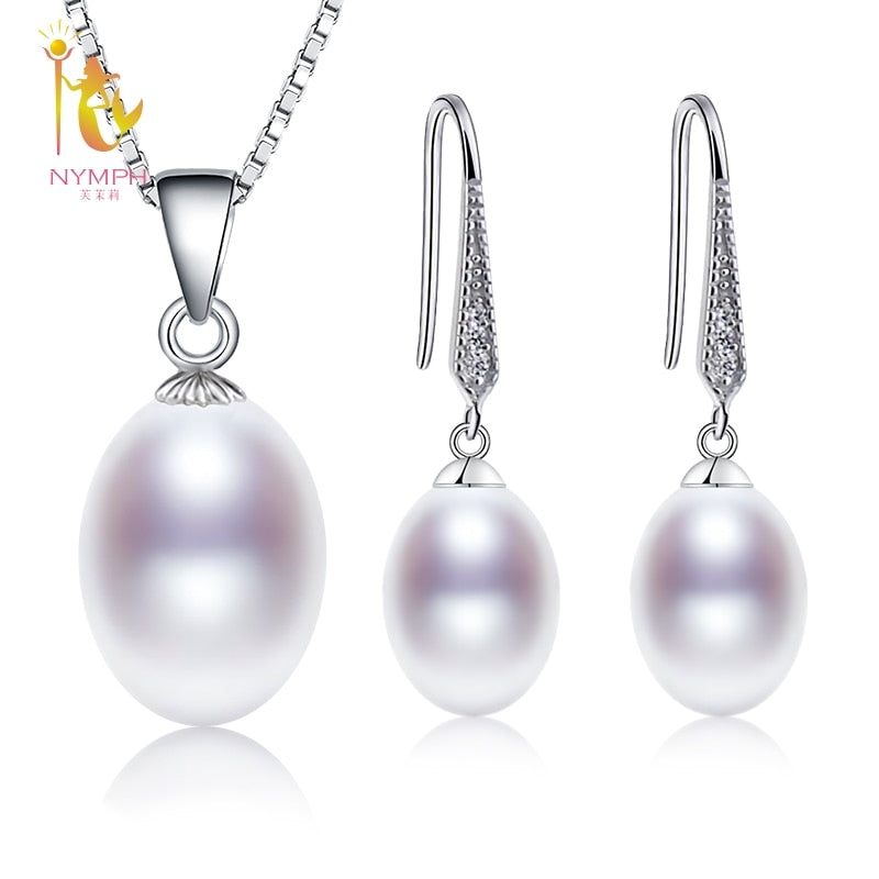 pearl jewelry sets natural pearl pendant earrings s925 sterling silver party gift T219