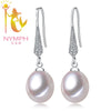 [NYMPH] pure natural pearl earrings,8-9mm drop pearl fine jewelry gift for women E10017