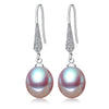 [NYMPH] pure natural pearl earrings,8-9mm drop pearl fine jewelry gift for women E10017